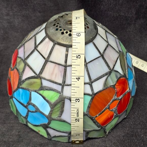 Vintage Mosaic Stained Glass Tiffany Style Table Lamp Shade - Picture 9 of 10